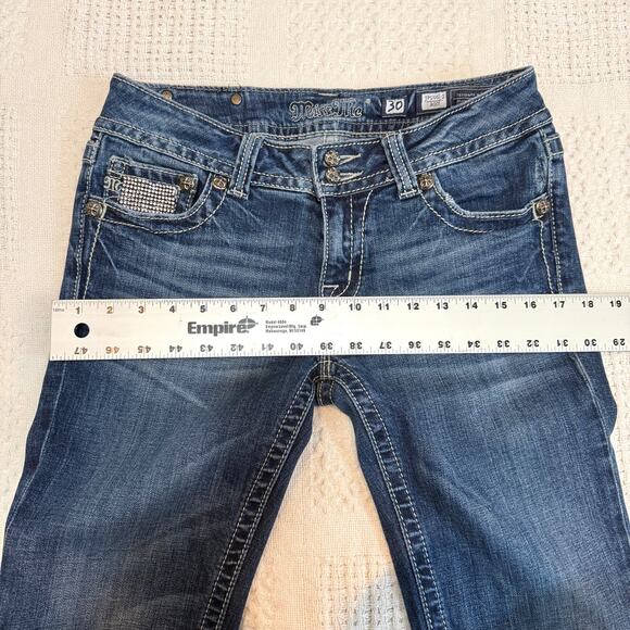 Miss Me 30 low rise bootcut embellished rhinestone jeans J1 2562 - Picture 7 of 14